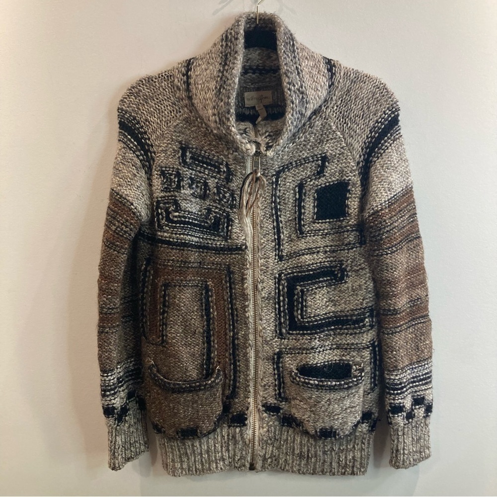 WILFRED FREE Sz S Made w/ Italian Yarn Wool Alpaca Blend Zipper Pockets Cardigan